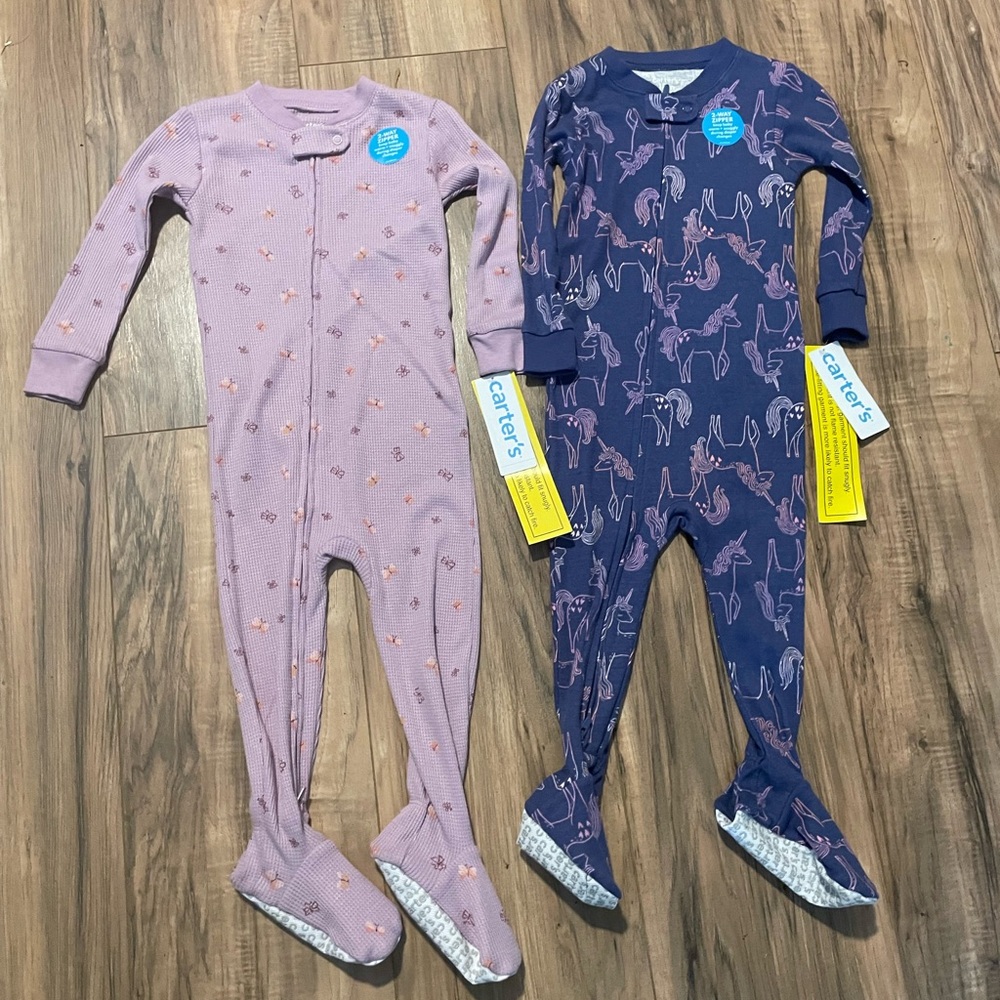 Carter's lot  Pink and Blue Cozy Footies One Pieces